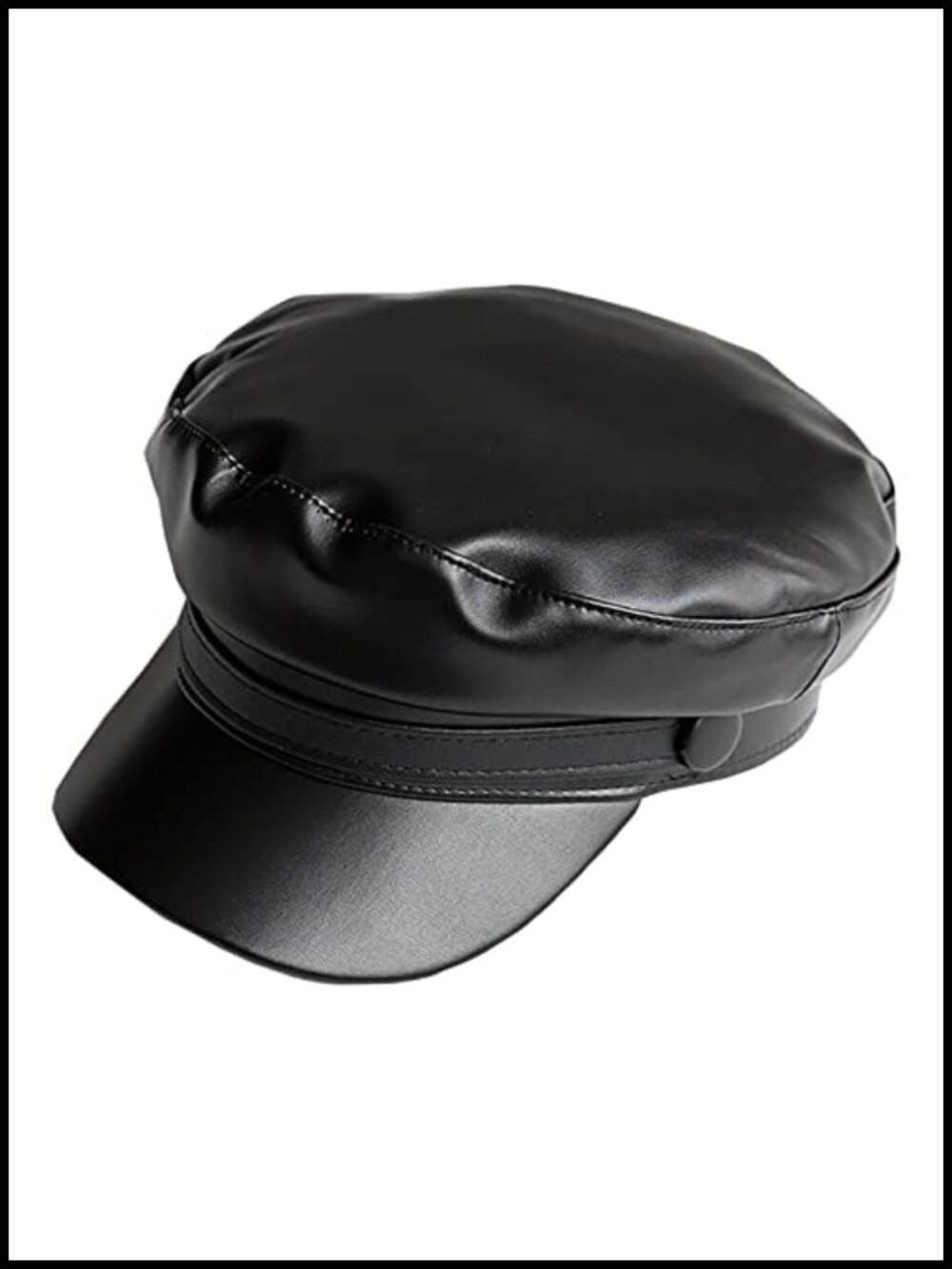 Faux Leather Newsboy Hat Adjustable Vintage Fiddler Cap